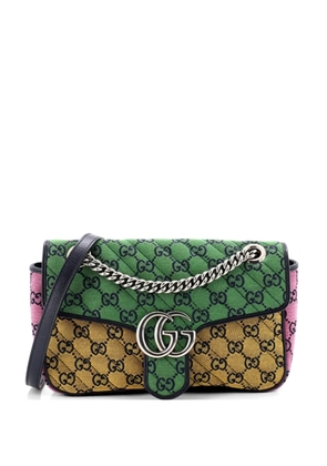 Gucci Pre-Owned GG Marmont Flap Bag Diagonal Quilted GG Canvas with Leather Small shoulder bag - Multicolour