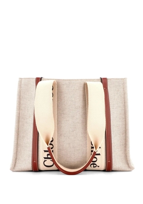 Chloé Pre-Owned Woody Canvas with Leather Medium tote bag - Neutrals