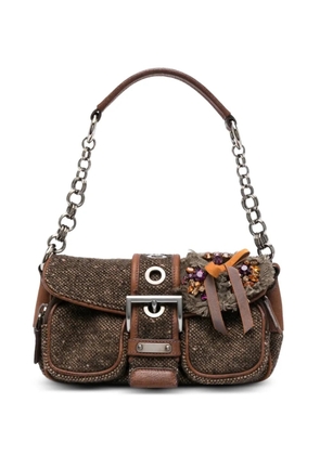 Prada Pre-Owned Madras chain-strap embellished shoulder bag - Brown