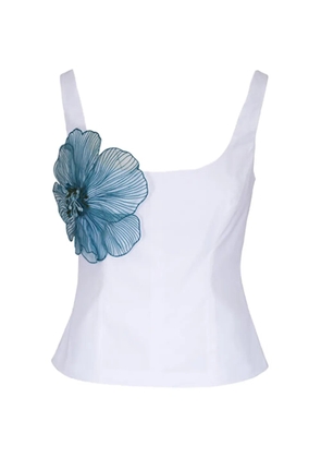 Lela Rose floral sleeveless blouse - White