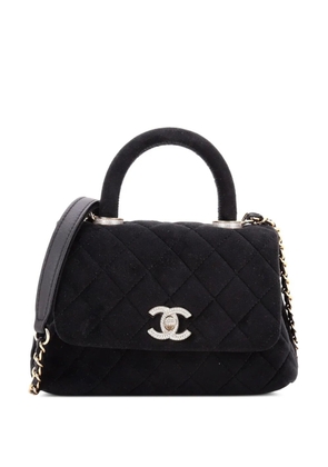 CHANEL Pre-Owned Coco Top Handle Bag Quilted Velvet with Crystal Detail Extra Mini crossbody bag - Black