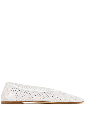 Dear Frances Balla crystal ballerina shoes - White