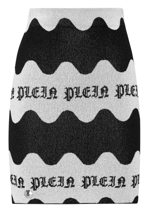 Philipp Plein logo-jacquard lurex miniskirt - Black