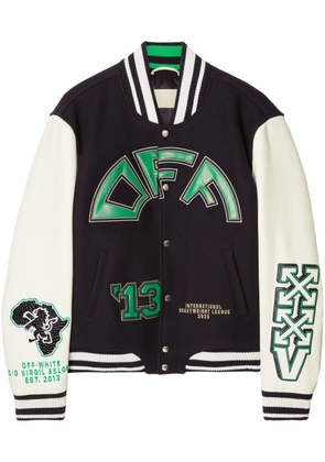Off-White logo-appliqué bomber jacket - Black
