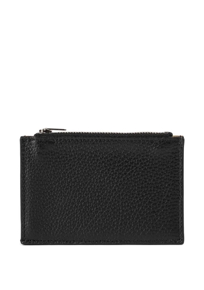 Doucal's tumbled leather zip card holder - Black