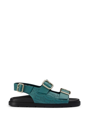 Doucal's perforated buckle leather sandals - Green