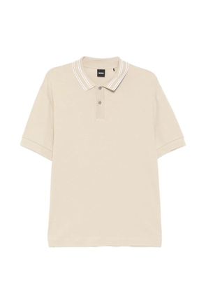 BOSS striped collar polo shirt - Neutrals