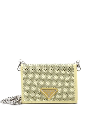 Prada Pre-Owned Flap Card Holder with Chain Satin with Crystals crossbody bag - Yellow