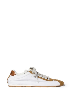 Miu Miu Plume technical fabric and suede sneakers - White