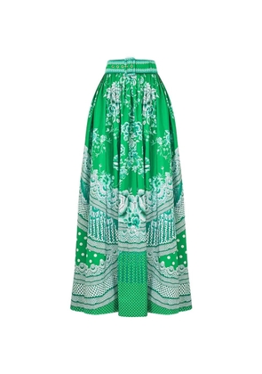 Camilla belted floral maxi skirt - Green