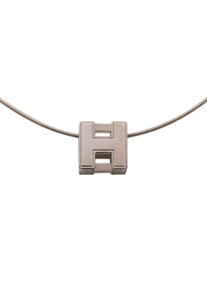 Hermès Pre-Owned 2000-2020 Palladium Plated Enamel Cage dH Cube Necklace costume necklace - Silver
