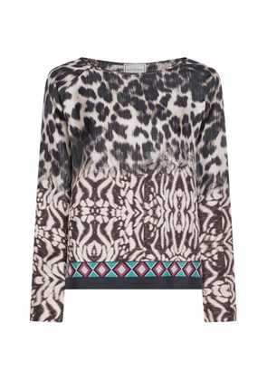 Pierre-Louis Mascia Aloe animal-print long-sleeve blouse - Brown