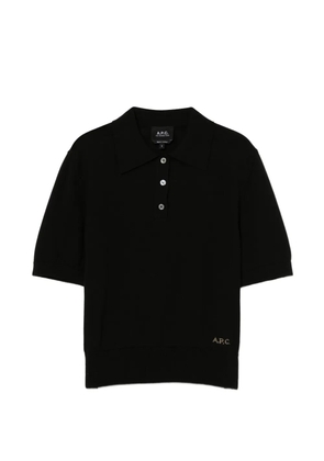 A.P.C. logo-embroidered polo top - Black