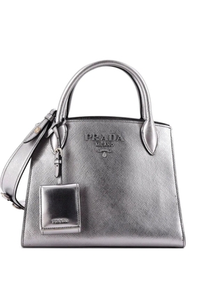 Prada Pre-Owned Monochrome Saffiano with City Calf Small tote bag - Silver