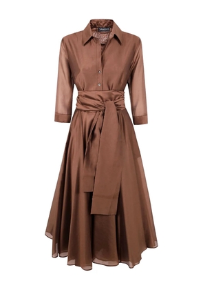 DRHOPE belted midi dress - Brown