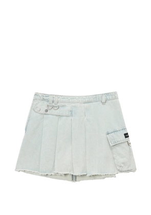Musium Div. pleated frayed mini skirt - Blue