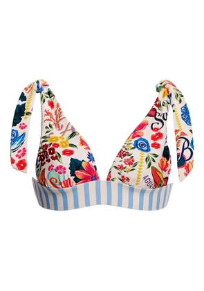 Agua Bendita Laurie floral-print bikini top - White