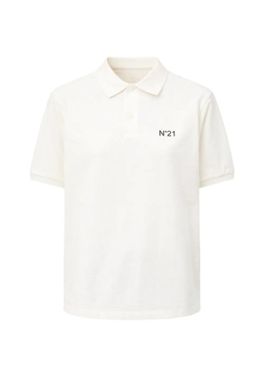 Nº21 logo-embroidered short-sleeve polo shirt - Neutrals