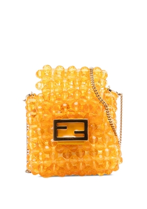 Fendi Pre-Owned 2010-2025 Mini Glass Vitello King Beaded Pico Baguette Charm crossbody bag - Orange