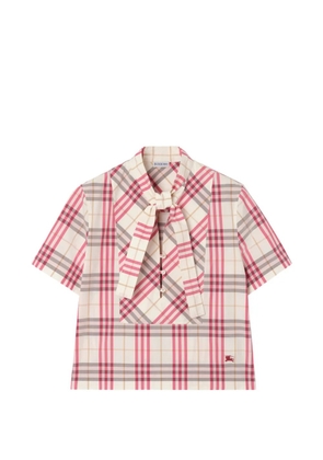 Burberry cropped check cotton scarf blouse - Neutrals