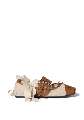 Miu Miu canvas and leather ballerinas - Neutrals