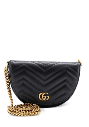 Gucci Pre-Owned GG Marmont Half Moon Flap Matelasse Leather Mini crossbody bag - Black