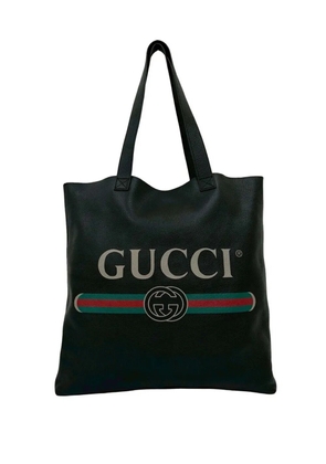 Gucci Pre-Owned 2000-2015 Leather Logo tote bag - Black
