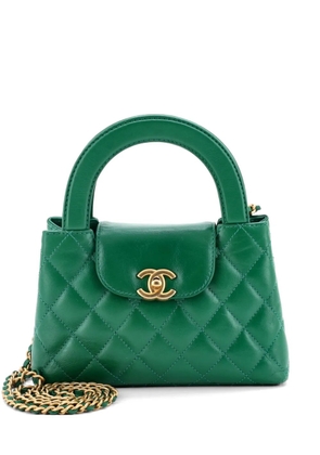 CHANEL Pre-Owned Kelly Top Handle Shopping Bag Quilted Shiny Aged Calfskin Mini satchel - Green
