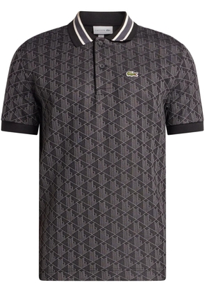Lacoste monogram-jacquard polo shirt - Black