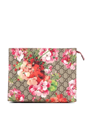 Gucci Pre-Owned Toiletry Pouch Blooms Print GG Coated Canvas Large clutch bag - Brown