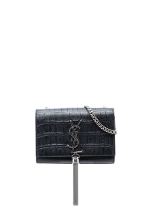 Saint Laurent Pre-Owned 2014 Small Croc Embossed Leather Monogram Kate Tassel crossbody bag - Black