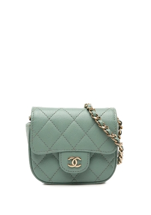 CHANEL Pre-Owned 2021 Micro Mini Classic Caviar Single Flap crossbody bag - Green