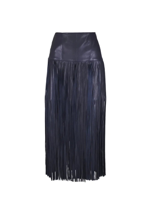 TWP fringed leather midi skirt - Blue