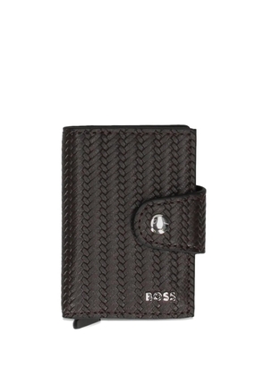 BOSS woven leather cardholder - Brown