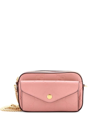 Gucci Pre-Owned Front Pocket Chain Shoulder Bag Jumbo GG Embossed Leather Super Mini crossbody bag - Pink