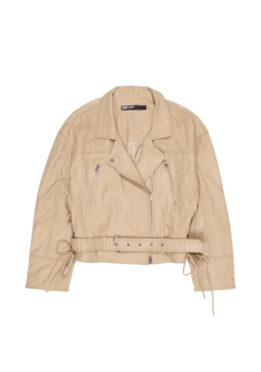 Bimba y Lola zip-fastening belted leather jacket - Neutrals