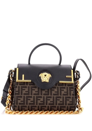 Versace Pre-Owned x Fendi Fendace La Medusa Top Handle Bag Zucca Canvas and Leather Medium satchel - Black
