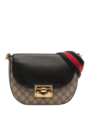 Gucci Pre-Owned 2016-2025 GG Supreme Web Padlock crossbody bag - Black