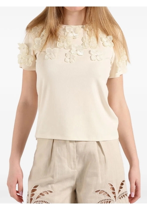 AMOSA floral applique T-shirt - Neutrals