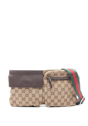 Gucci Pre-Owned 2000s GG Canvas Web Double pocket belt bag body bag - Neutrals