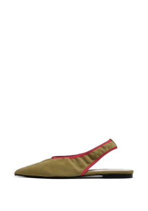 Bimba y Lola pointed leather flat pumps - Green