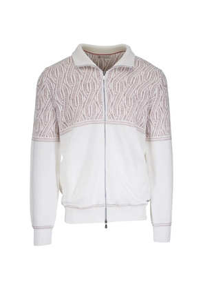 Brunello Cucinelli patterned zip sweatshirt - White