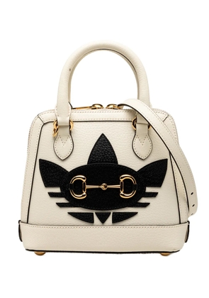 Gucci Pre-Owned 2016-2025 Adidas Mini Leather Horsebit 1955 Top Handle Bag satchel - White