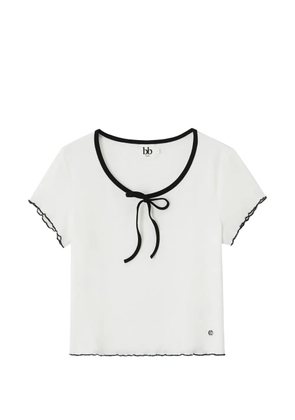 b+ab tie-neck ribbed T-shirt - White