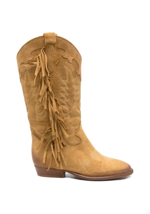 Gisel Moire Oklahoma fringe boots - Neutrals