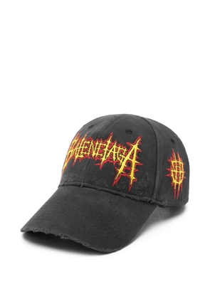 Balenciaga embroidery distressed baseball cap - Black