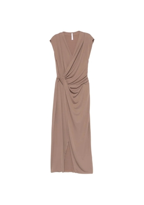 IMPERIAL knot V-neck midi dress - Neutrals