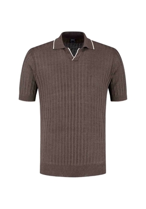 Fedeli ribbed-knit polo-collar T-shirt - Brown