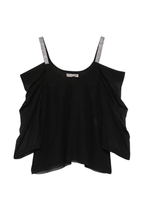 D.Exterior embellished-straps top - Black