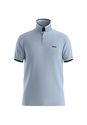 BOSS logo trim polo shirt - Blue
